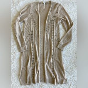 Cream crochet Boho style long cardigan